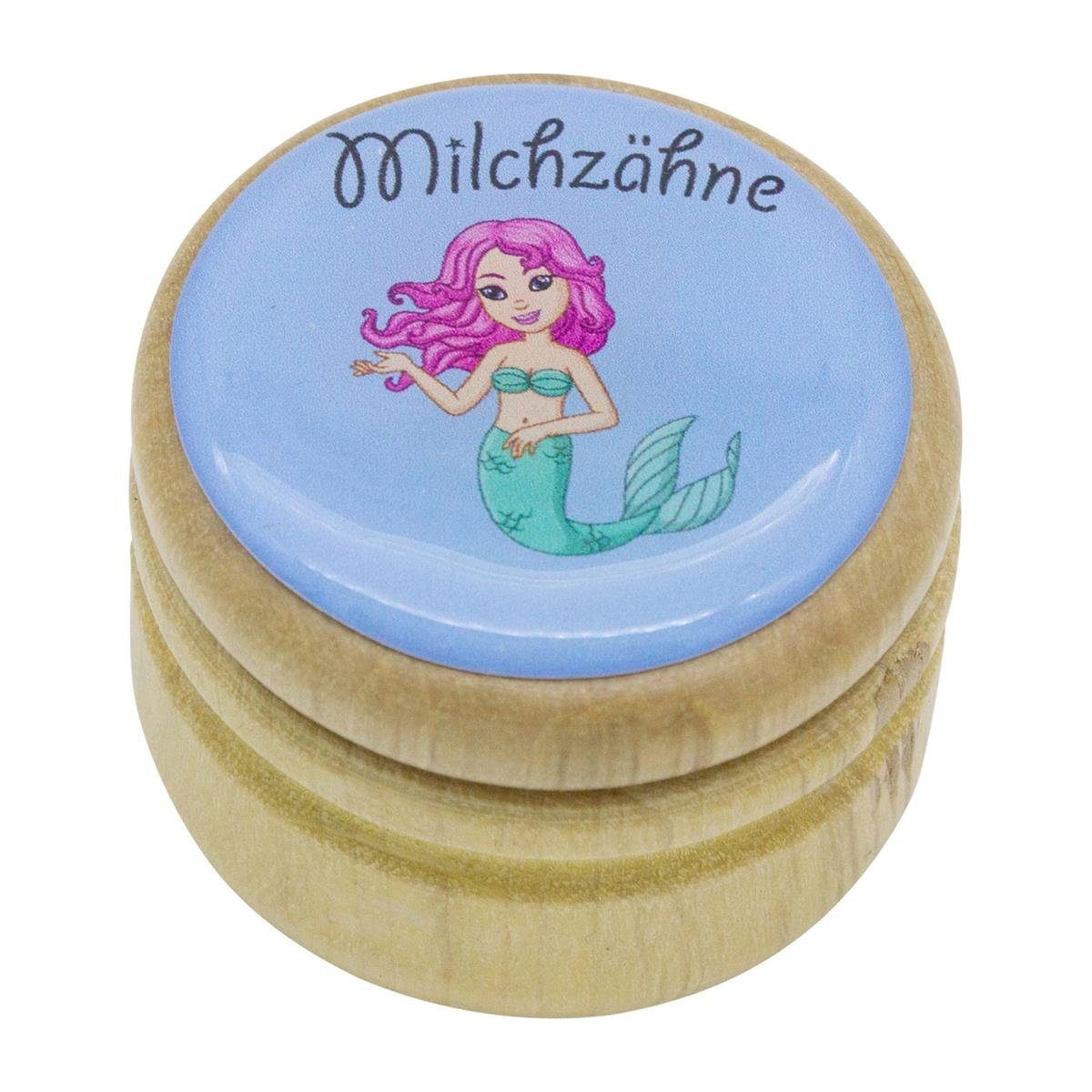 GICO Zahndose Milchzahndose Meerjungfrau Zahndose Milchzähne Bilderdose aus Holz