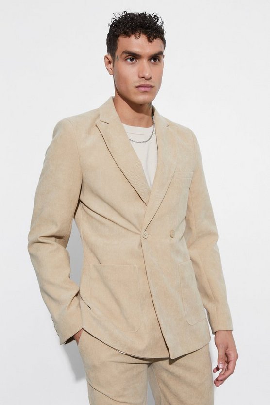 Zweireihiger Skinny Cord-Blazer