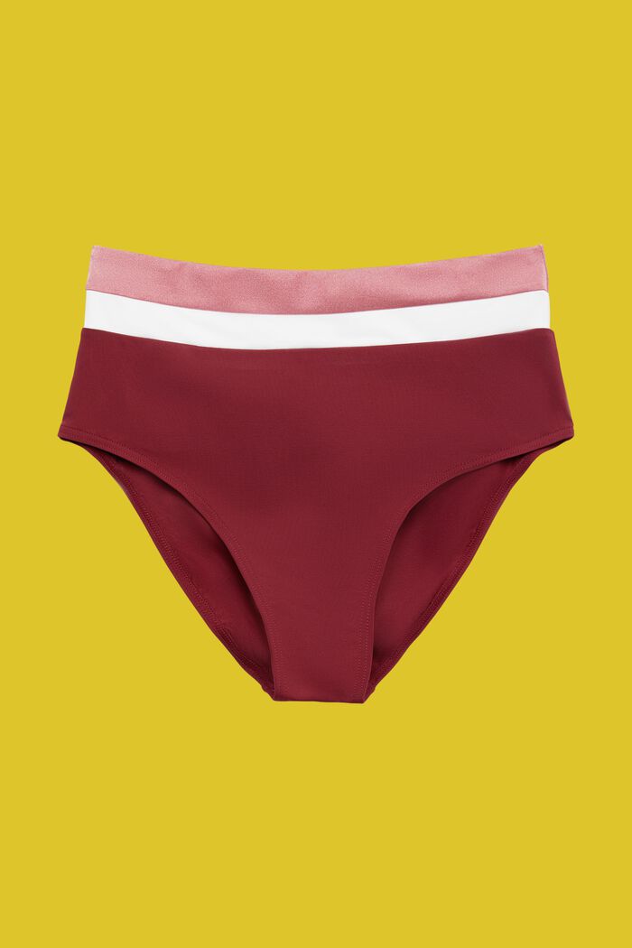 Dreifarbige Bikinihose mit hohem Bund