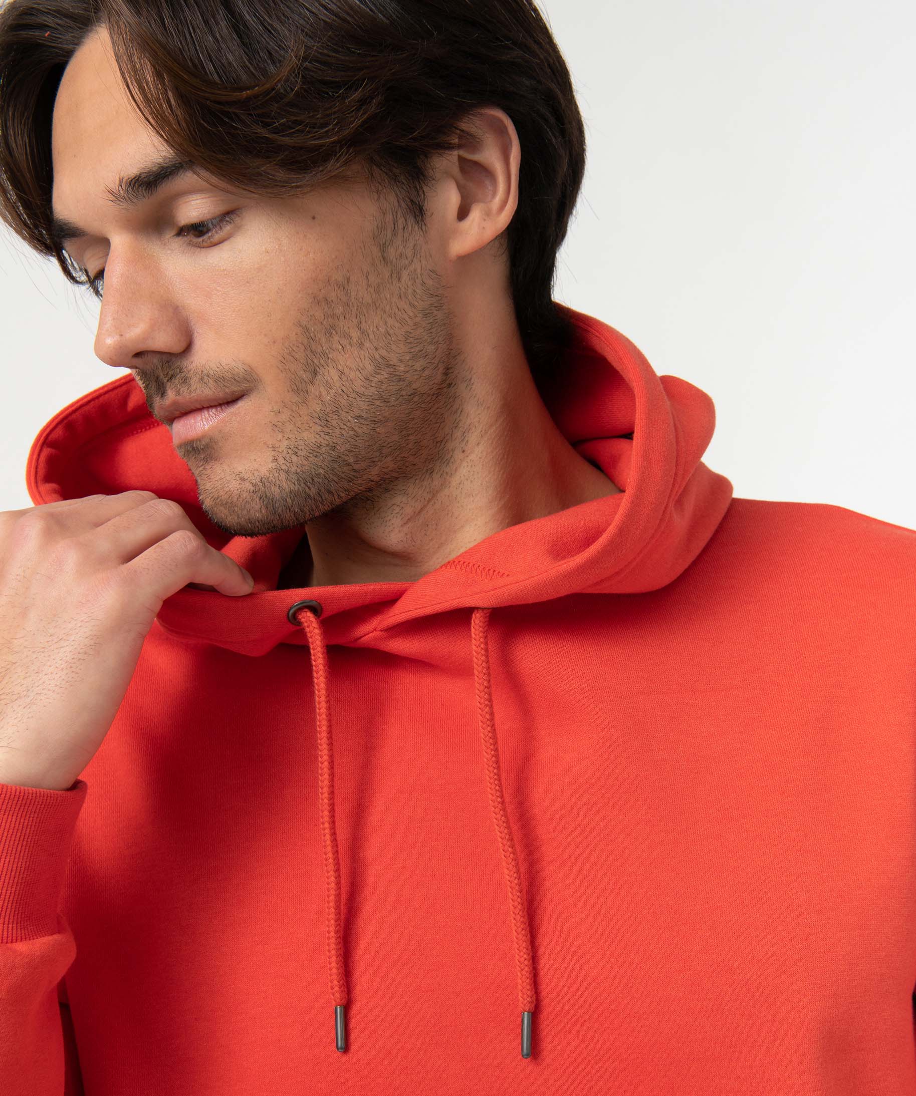 Sweat homme à capuche intérieur molletonné orange | GEMO