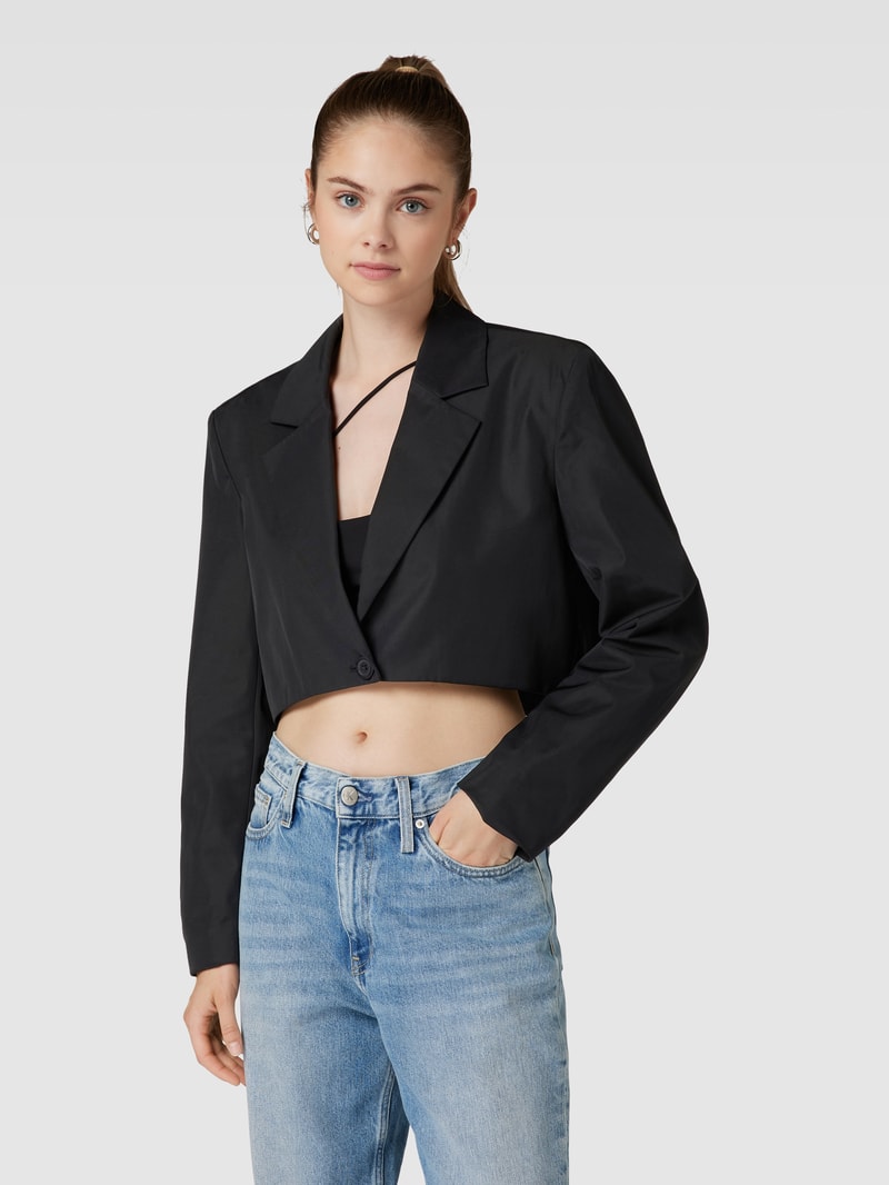 Crop Blazer mit Reverskragen in black
