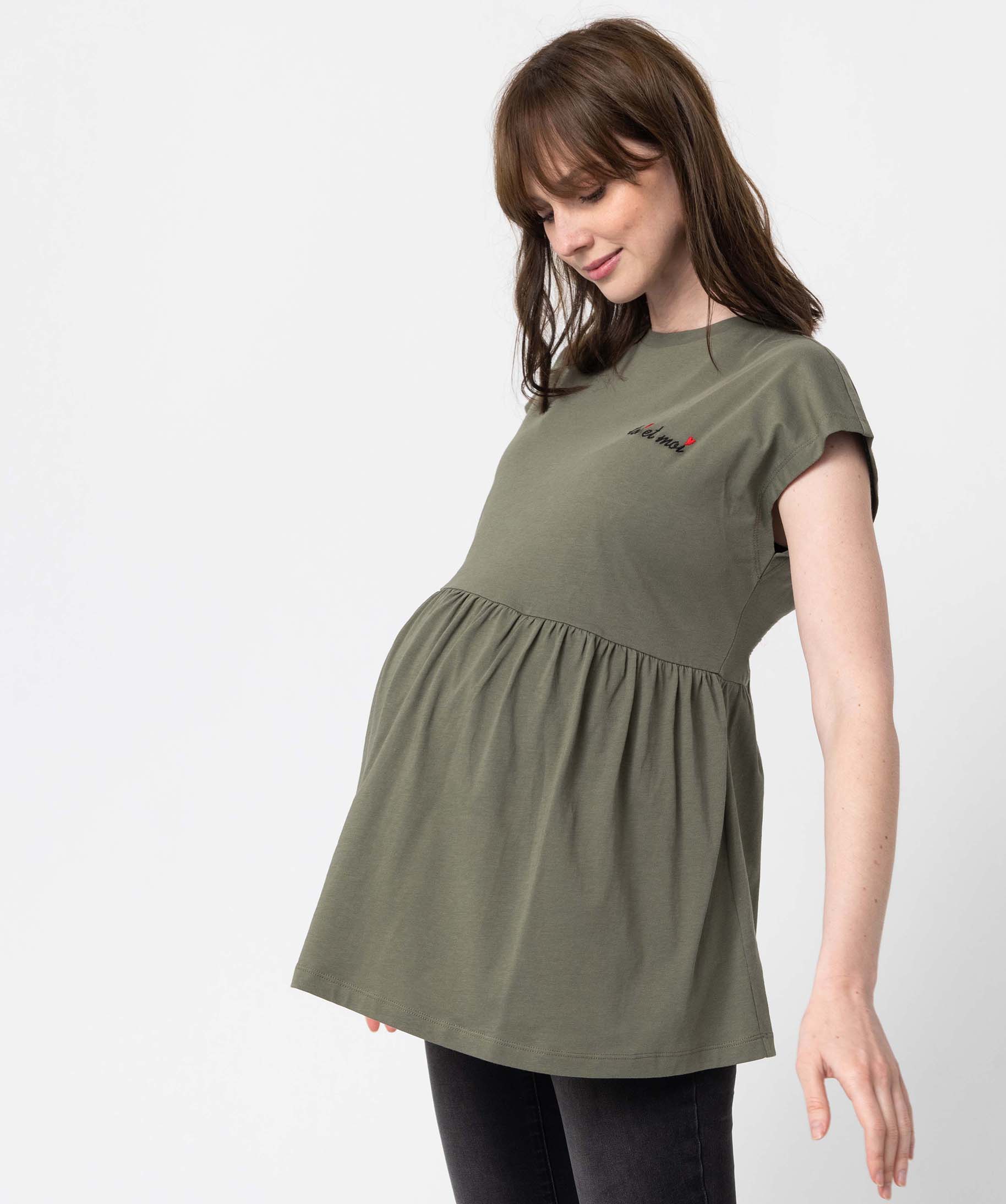 Tee-shirt de grossesse avec large volant dans le bas imprime | GEMO