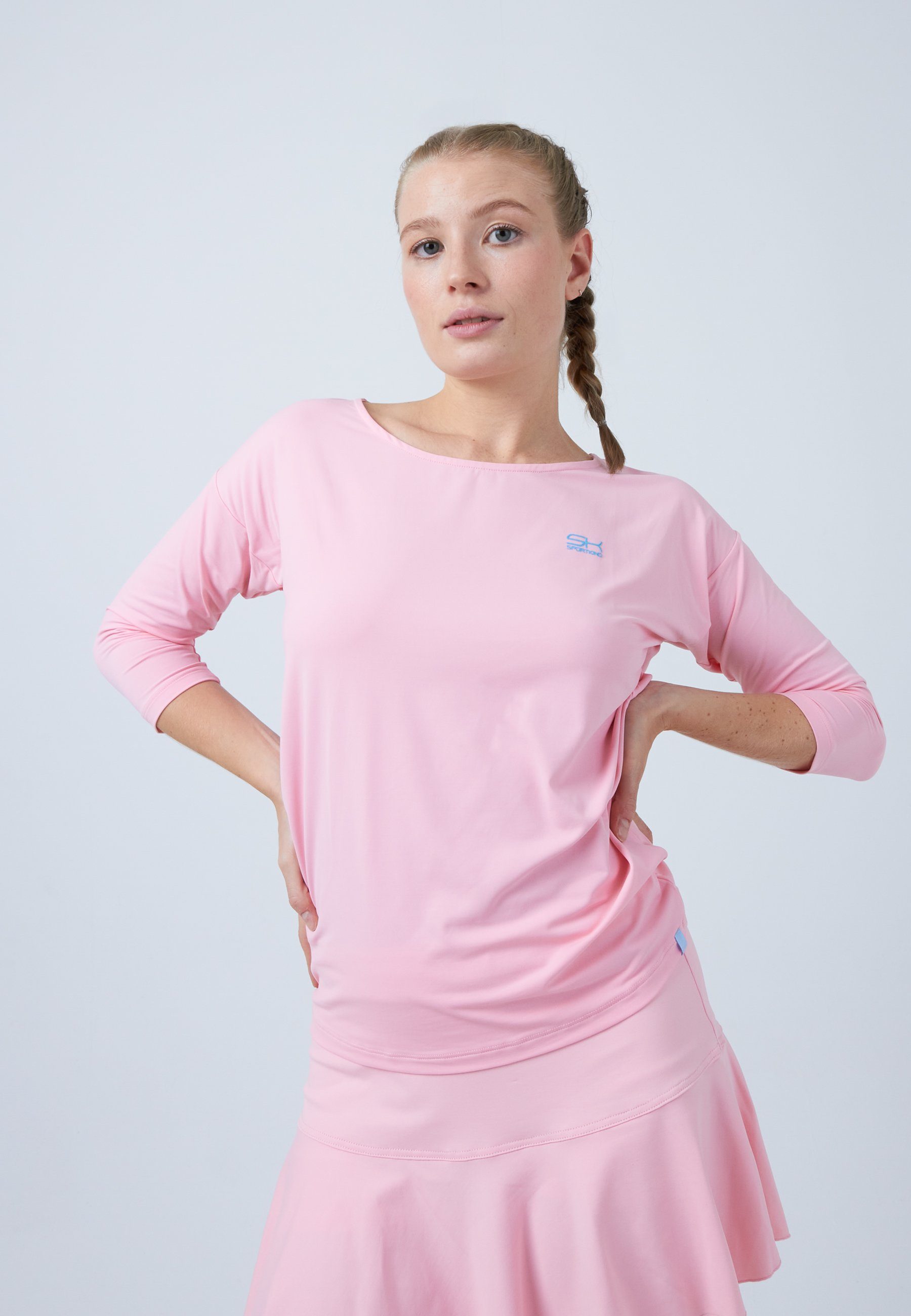SPORTKIND Funktionsshirt Tennis 3/4 Loose Fit Shirt Mädchen & Damen hellrosa