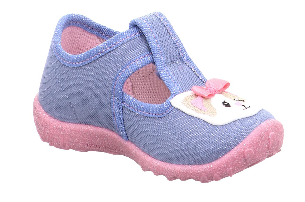 SPOTTY - Blau/RosaHausschuh mit Klettverschluss