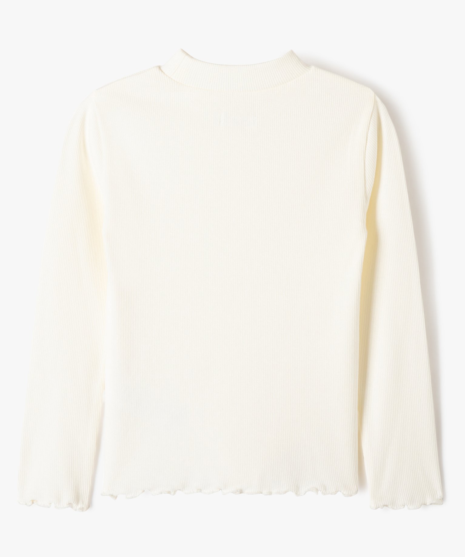 Tee-shirt à manches longues en maille ctelée fille ecru | GEMO