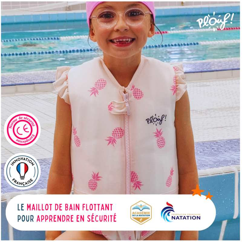 Maillot de bain flottant : Ananas girl Rose poudré