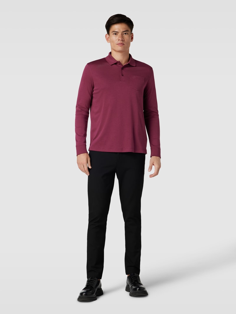 Poloshirt mit Brusttasche in aubergine