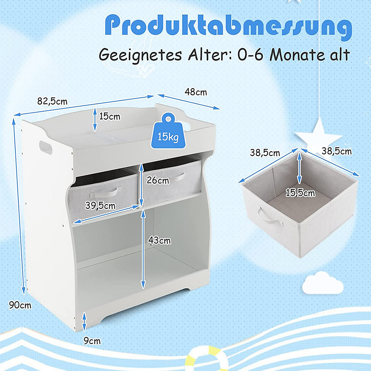 2 in 1 Wickeltisch Kommode Mit Sicherheitsgurt Matte