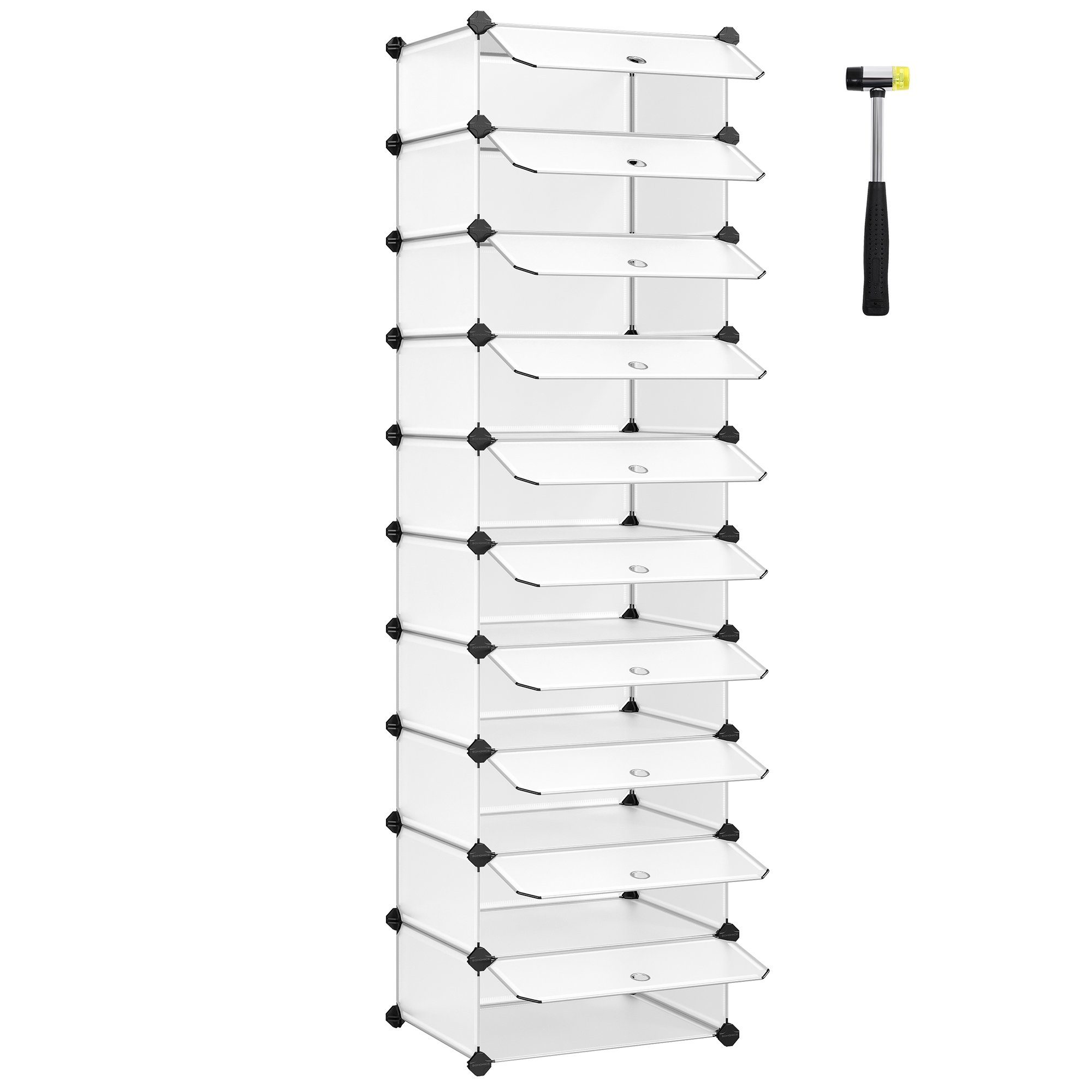 SONGMICS Schuhregal Schuhschrank, mit 10 Fächern, Fasst 20-30 Paar Schuhe