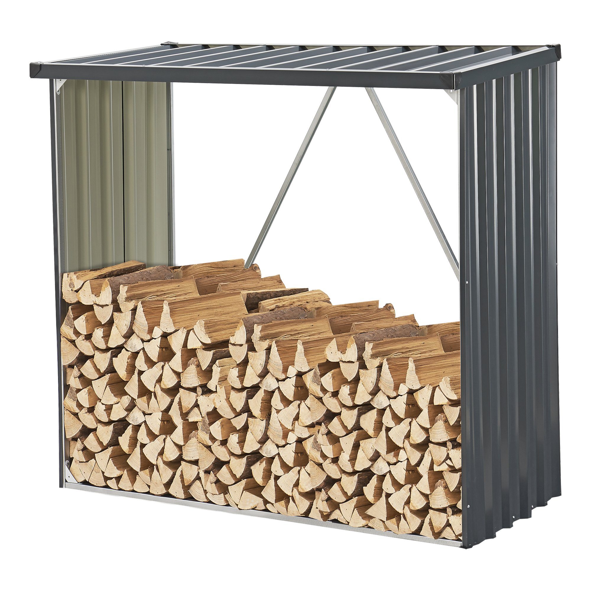 casa.pro Kaminholzregal, BxTxH:156x80x152 cm, Kalmar Brennholzunterstand aus Stahl Anthrazit
