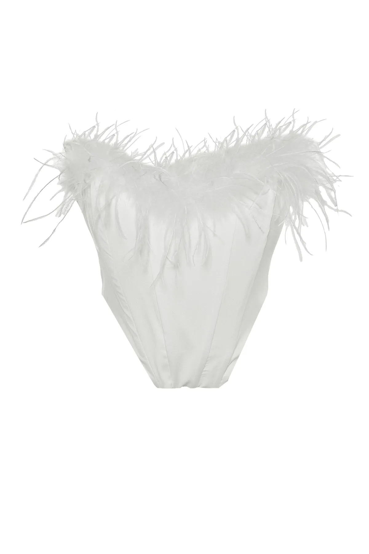 Trendyol Collection  Weißes, bauchfreies, gefüttertes, spitzes Bustier für die Braut TPRSS22BS00018