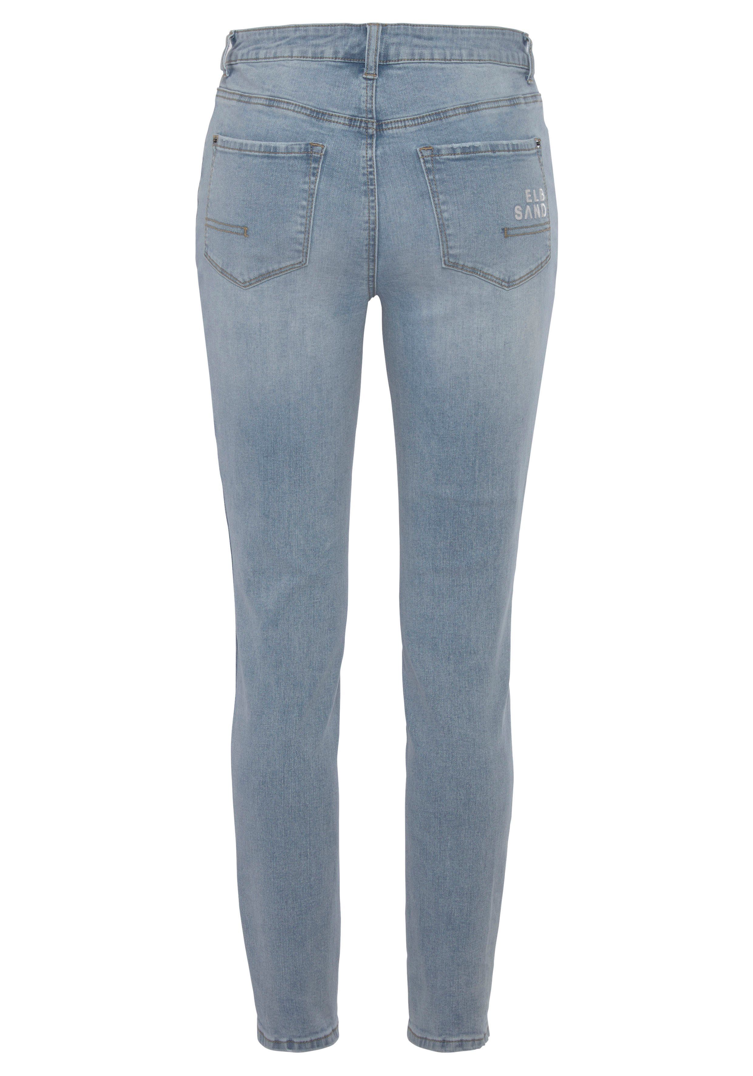 Elbsand Slim-fit-Jeans mit Logodruck