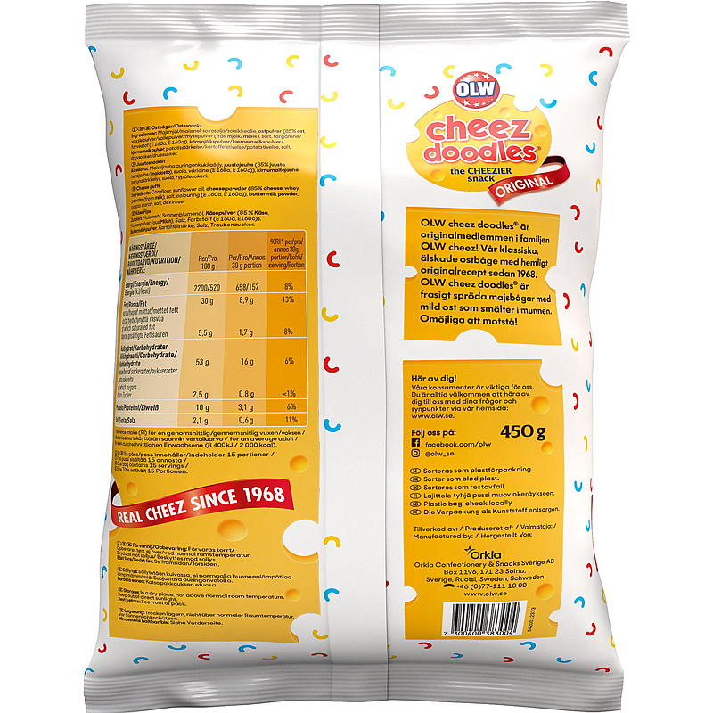 OLW Cheez doodles 450 g maxi bag OLW