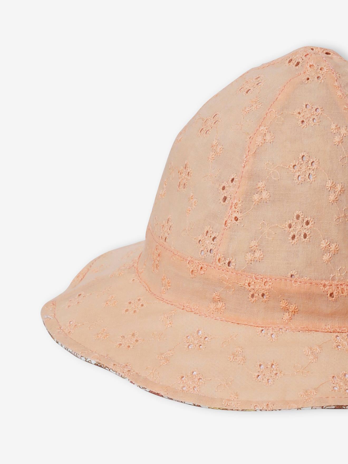 Vertbaudet Wendbarer Mädchen Baby Sonnenhut, Vintage-Look - pfirsich