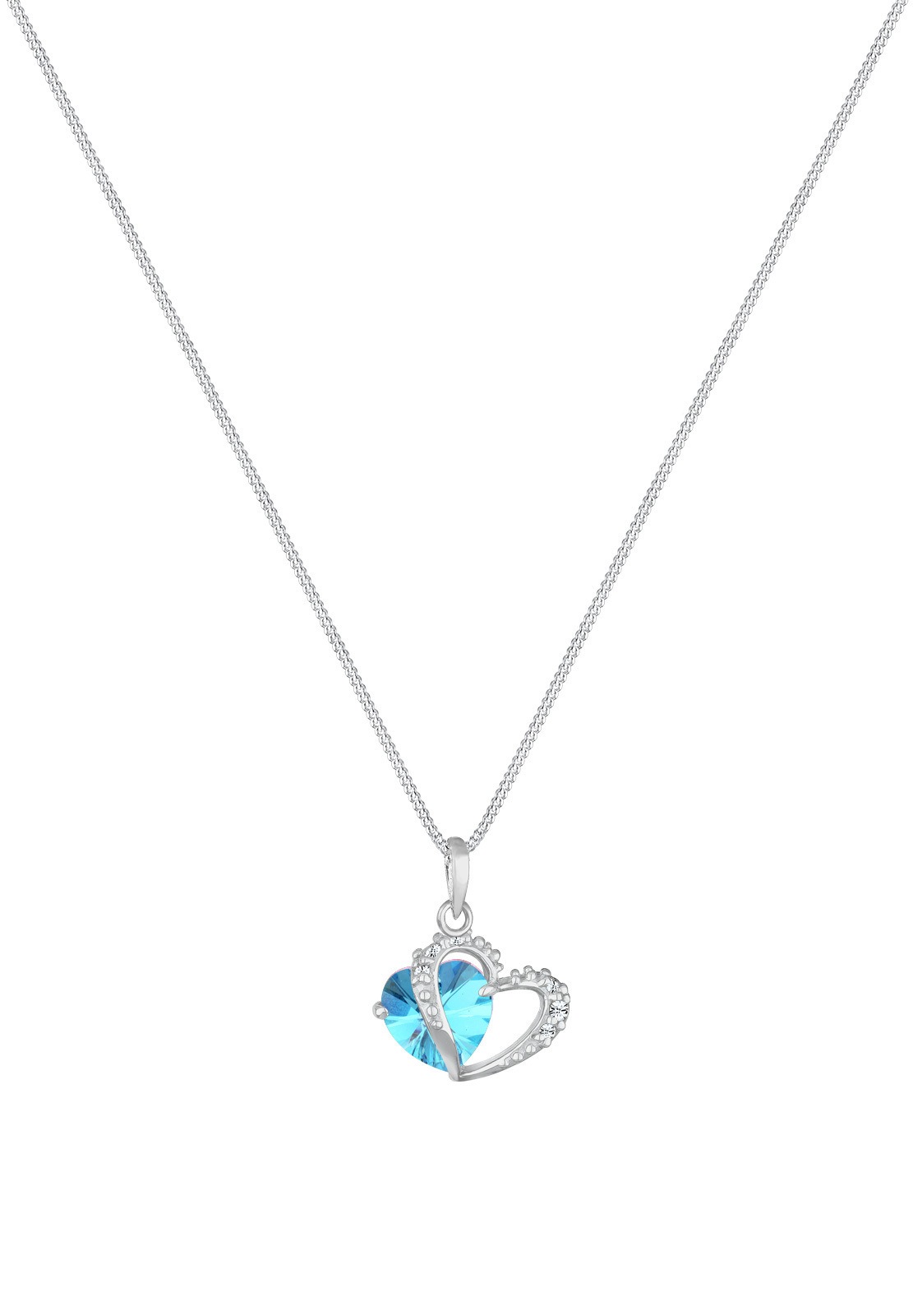 Ciondolo a forma di cuore da donna Elli con cristalli in argento sterling 925, lungo 45 cm.