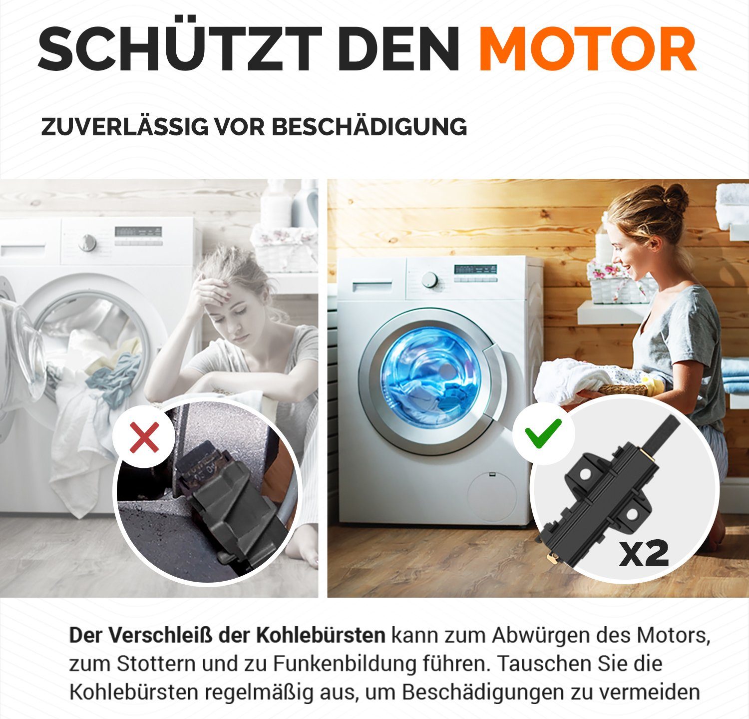 Zubehör-Set Motorkohlen Ersatz für AEG 405505048/0, VIOKS, (2-tlg), für Welling Motor Waschmaschine