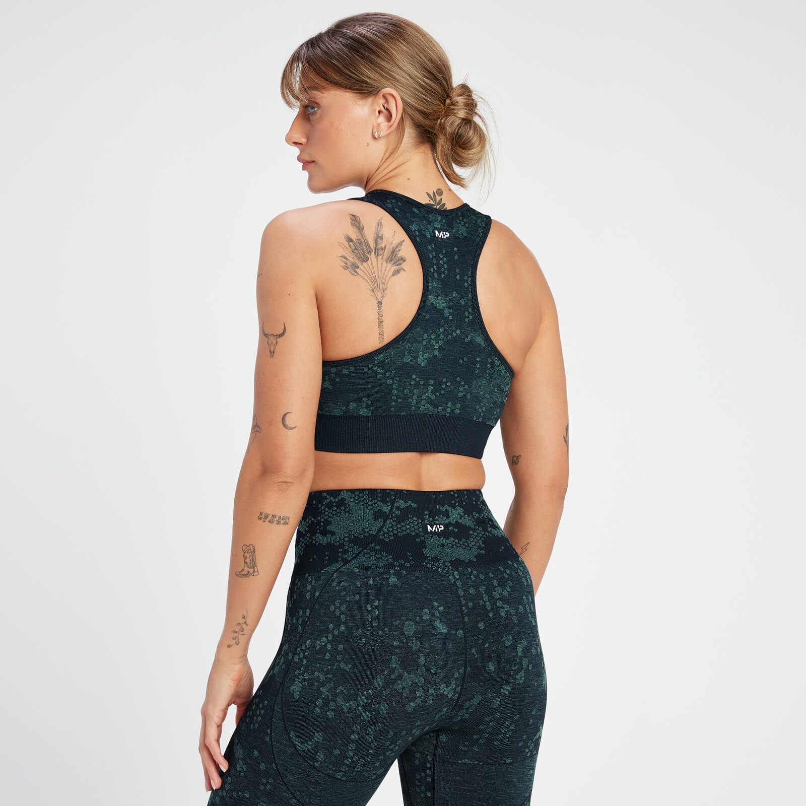 Brassière de sport à motif sans coutures MP Adapt pour femmes – Bleu marine foncé