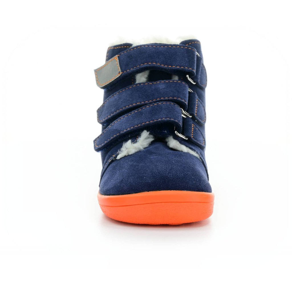 Beda Blue Mandarine mit Membran (BF 0001/W/MK/Fell, höher) dunkelblaue Winter-Barfußstiefeletten