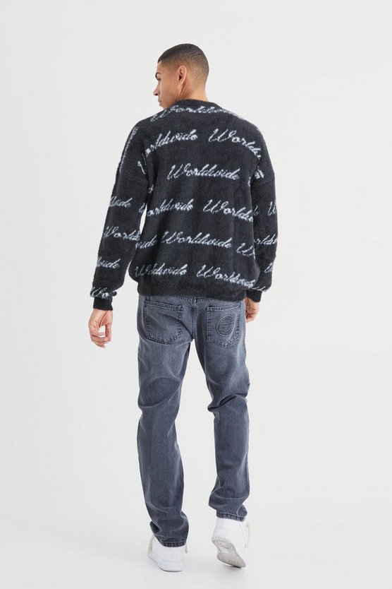 Flauschiger Oversize Worldwide-Strickpullover