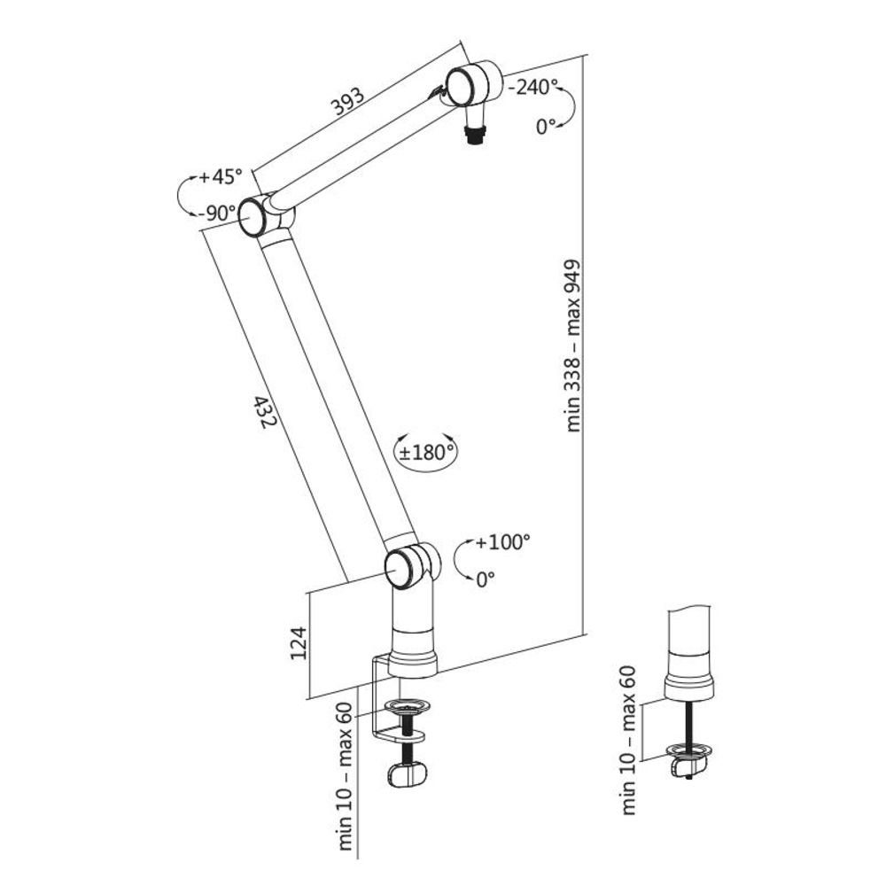 LogiLink Mikrofonständer AA0127 Professioneller Mikrofonarm, (1-tlg), an den Gelenken verstellbar 3/8