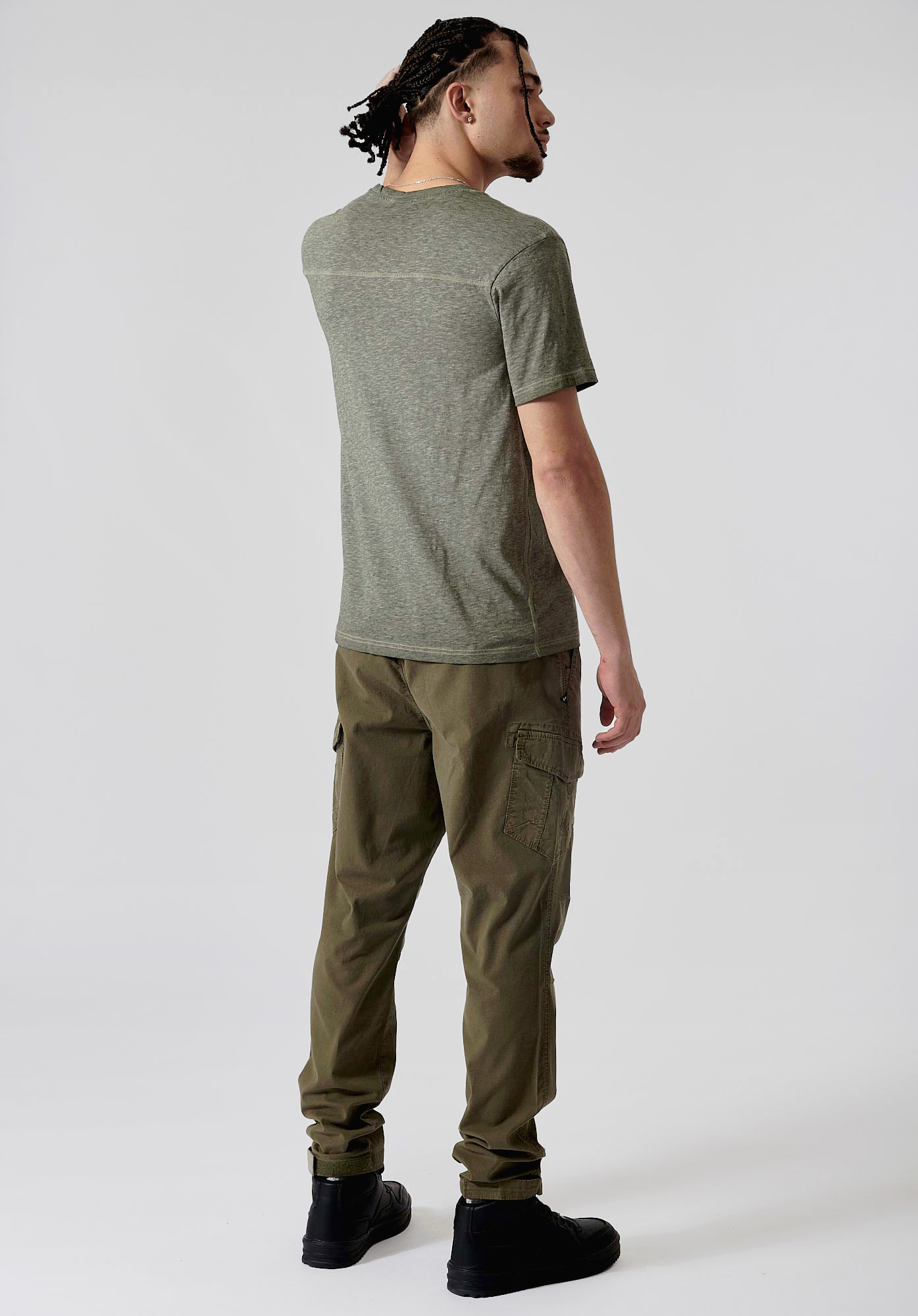NASIR  T-shirt kaki chiné homme