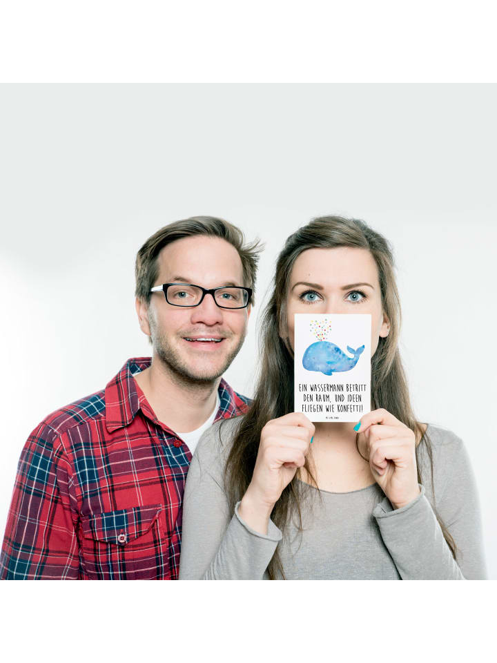 Mr. & Mrs. Panda Postkarte Wassermann Ideenflug mit Spruch in Weiß günstig kaufen onesize
