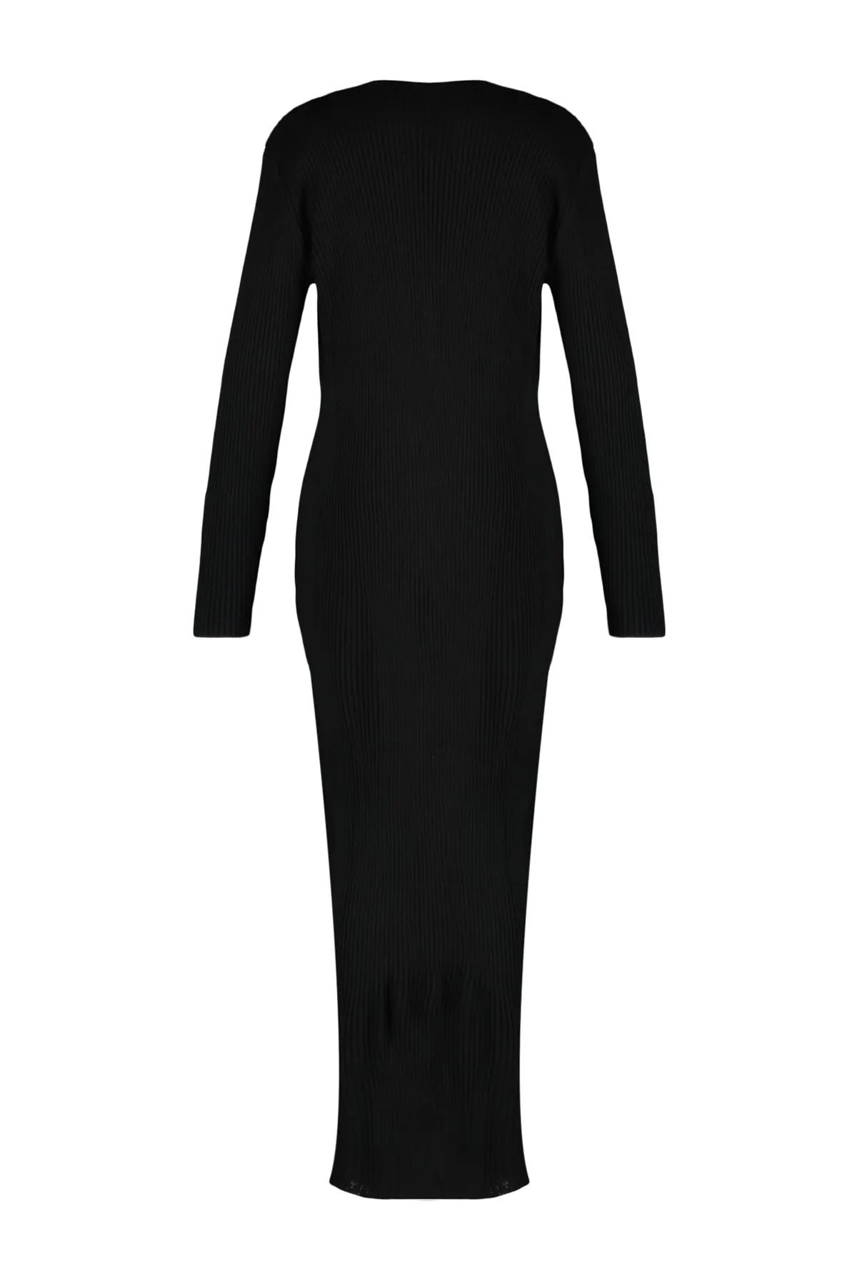 Trendyol Modest  Schwarzes Cord-Strickkleid-Cardigan-Set TCTAW23US00118