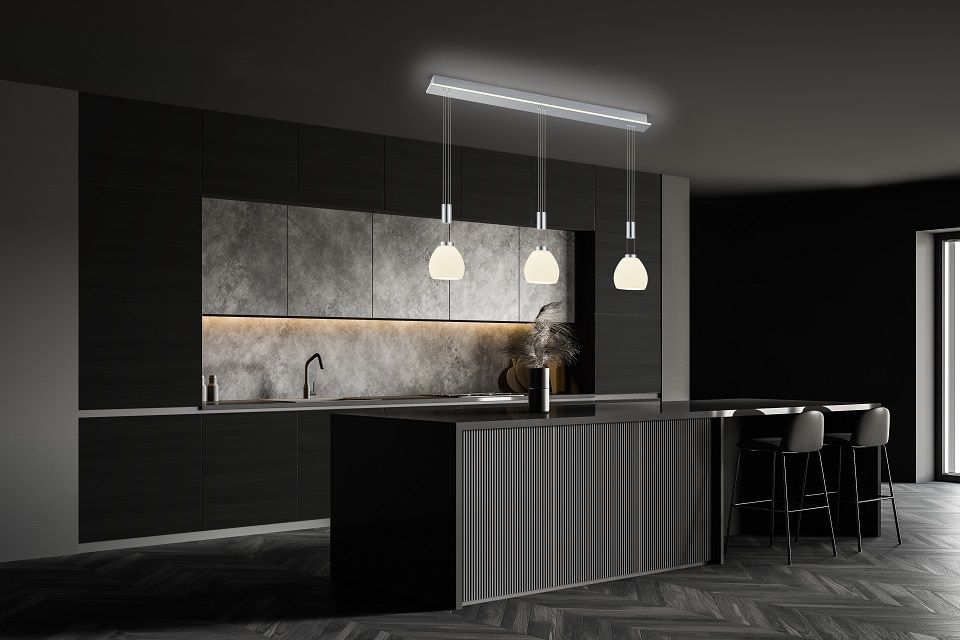 HELL 3-flg LED Pendelleuchte Sam Nickel