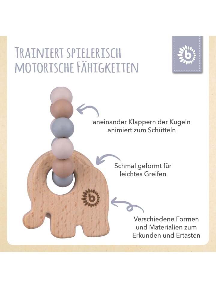 Bieco Spielwaren Greifling Holz Natur mit Silikon Elefant - ab Geburt in Beige günstig kaufen onesize