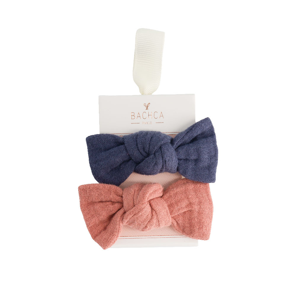 Bachca Lot de 2 barrettes nœud gaze de coton accessoires beauté