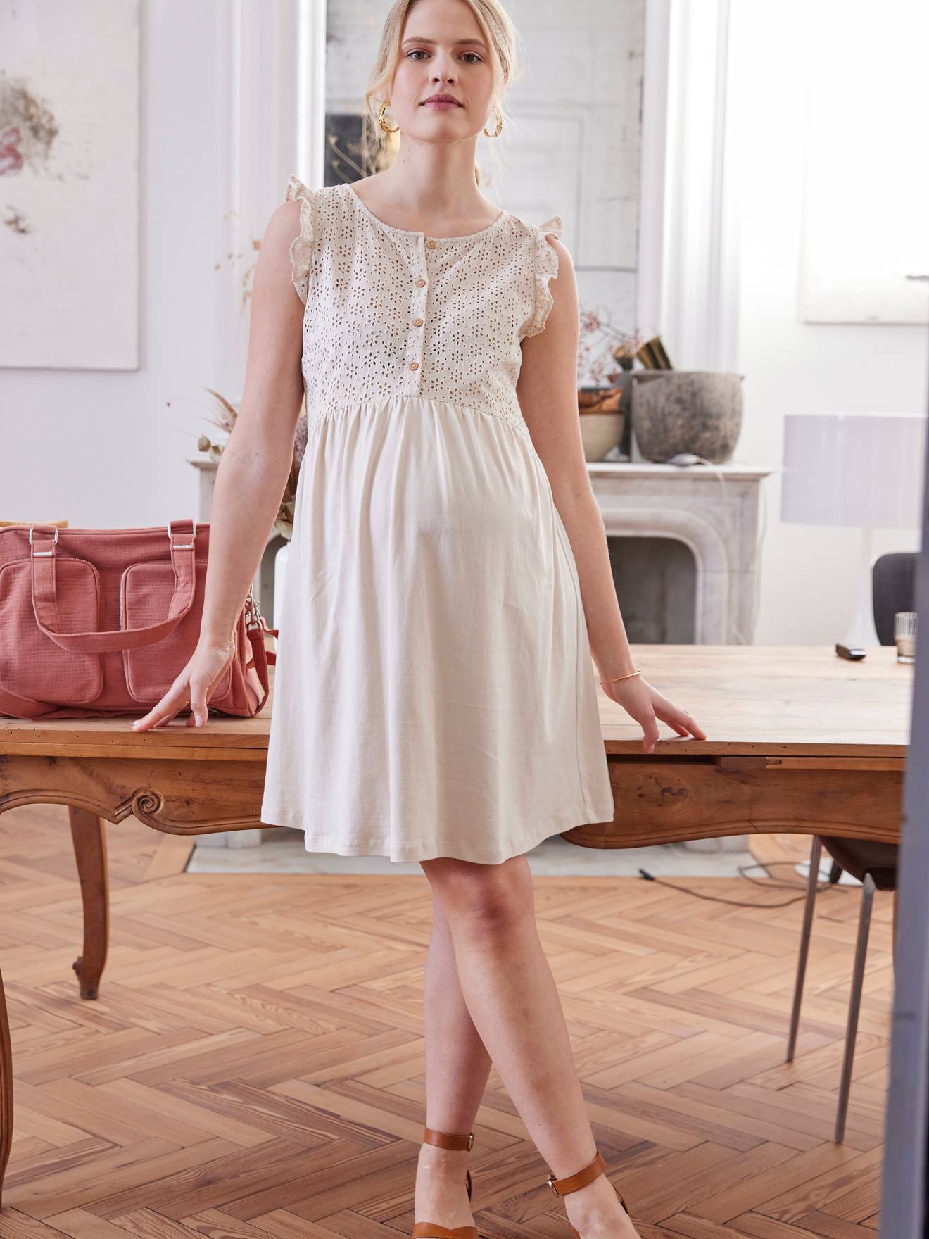 Vertbaudet Kurzes Kleid für Schwangerschaft und Stillzeit - marine