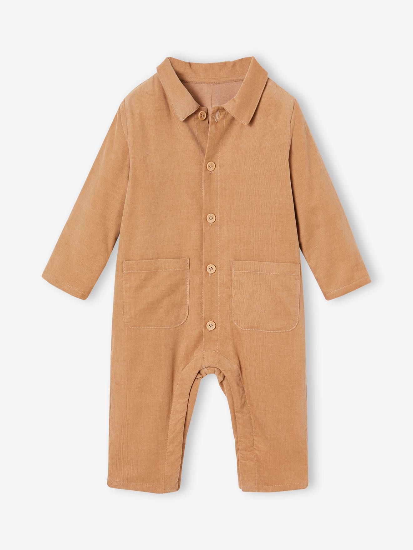 Combinaison bébé en velours côtelé cappuccino