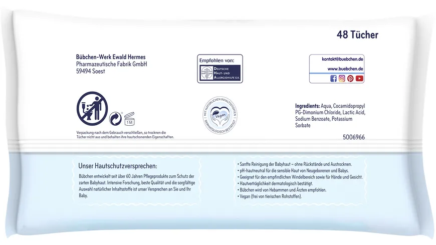 BÜBCHEN Aqua Touch Feuchttücher Multipack 3x48 Stück