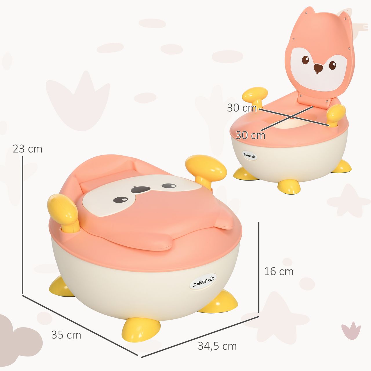 ZONEKIZ Kinder Töpfchen Kindertoilette im Fuchs-Design, Babytöpfchen mit Griff