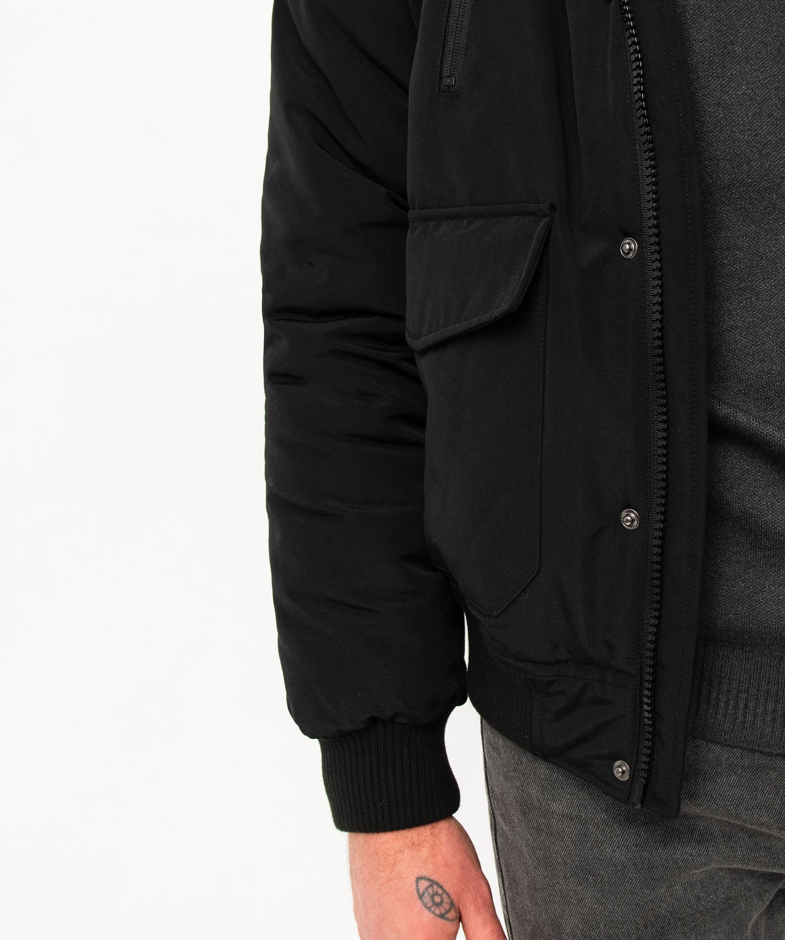 Blouson matelassé à capuche bordée de fourrure imitation ... noir | GEMO