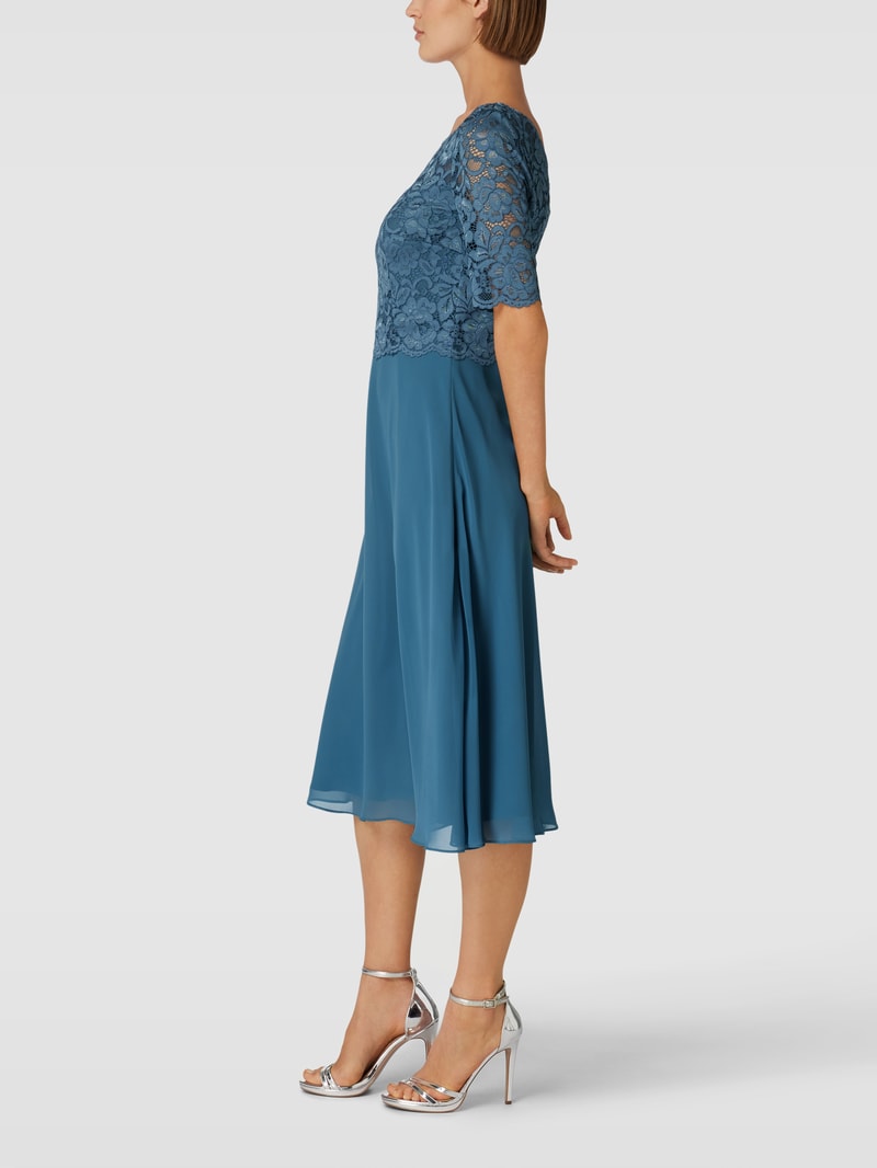 Cocktailkleid mit Spitzenbesatz in jeans