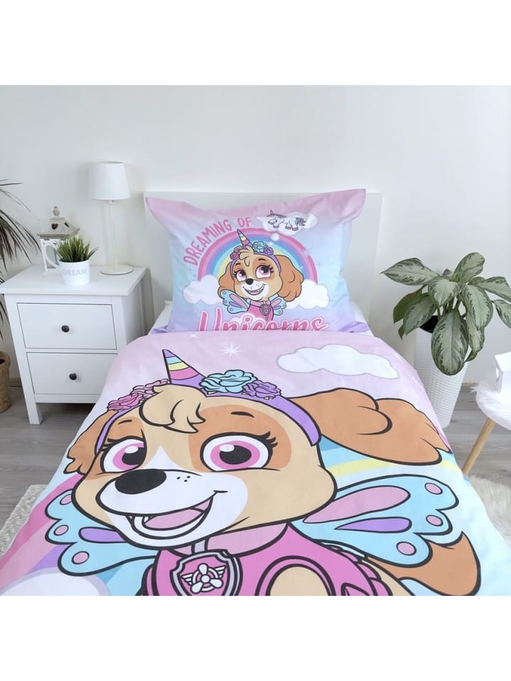 Paw Patrol 2-tlg.Set: Kinderbettwäsche Paw Patrol Skye Einhorn in Rosa günstig kaufen 140