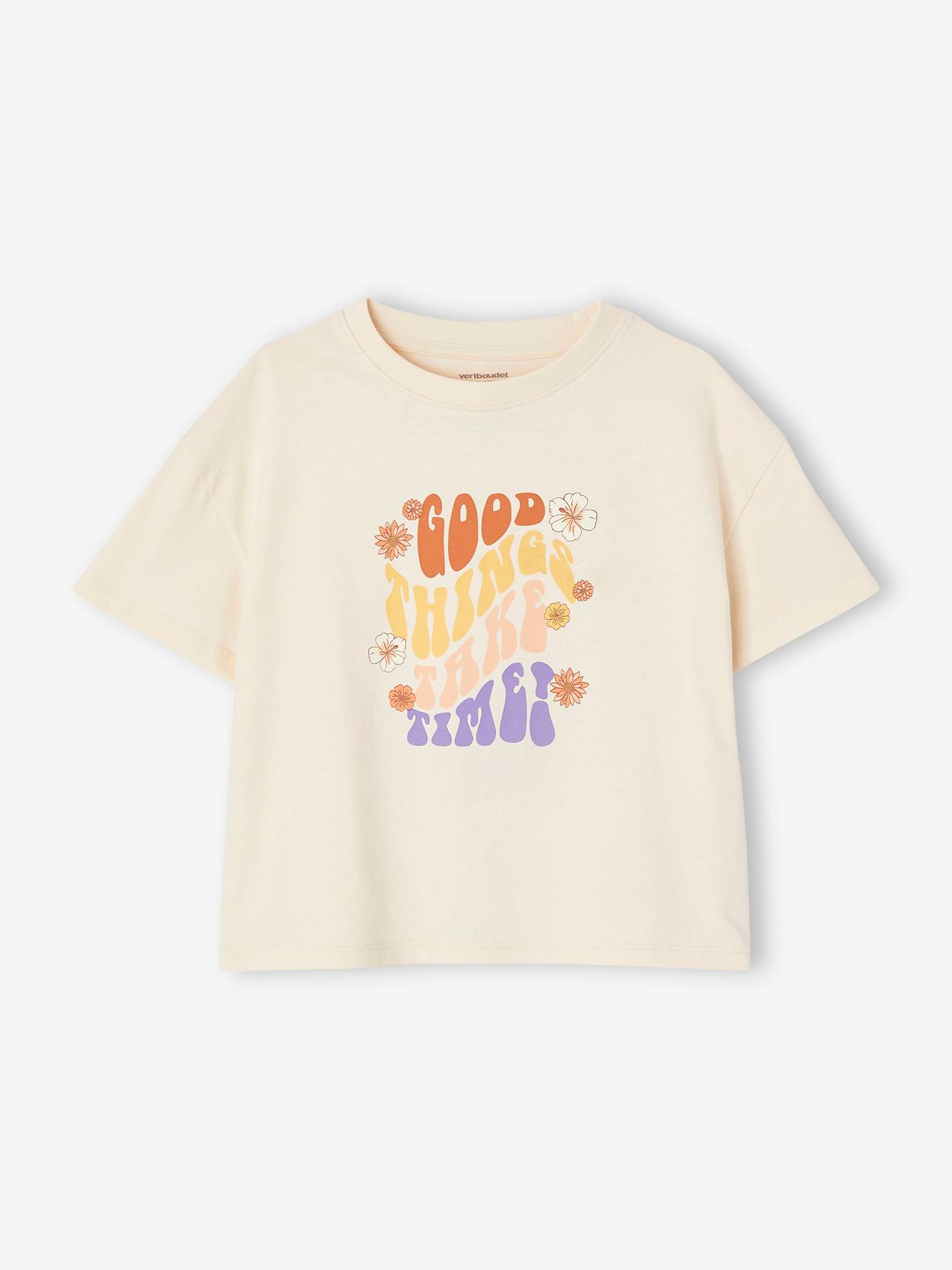 Vertbaudet Mädchen-Set: T-Shirt & Frottee-Shorts Oeko-Tex - pulver lila