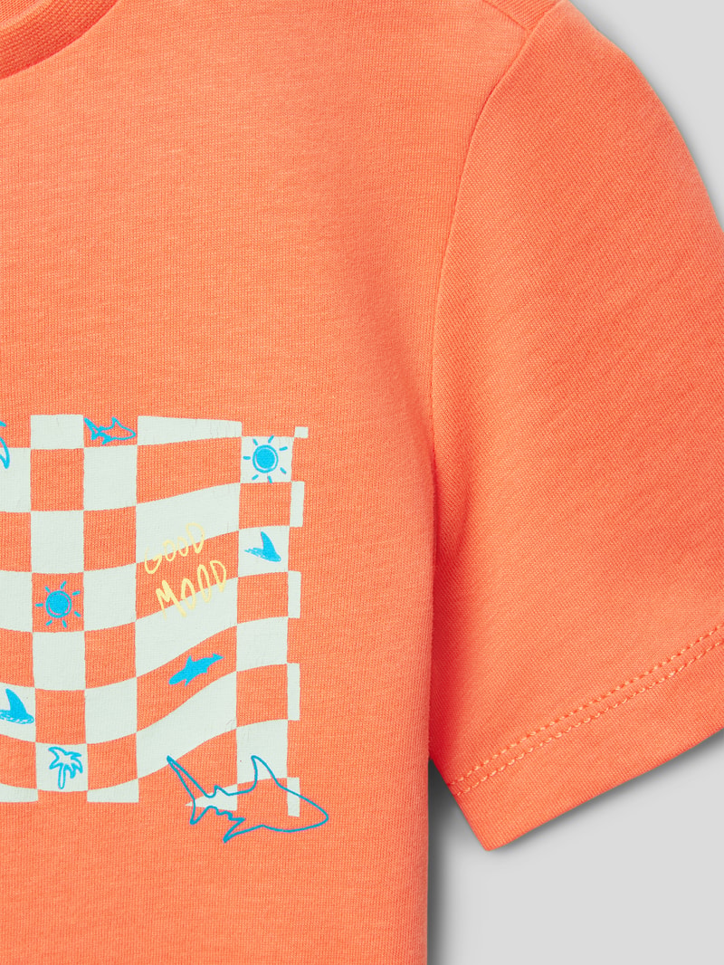 T-Shirt mit Motiv-Prints in orange