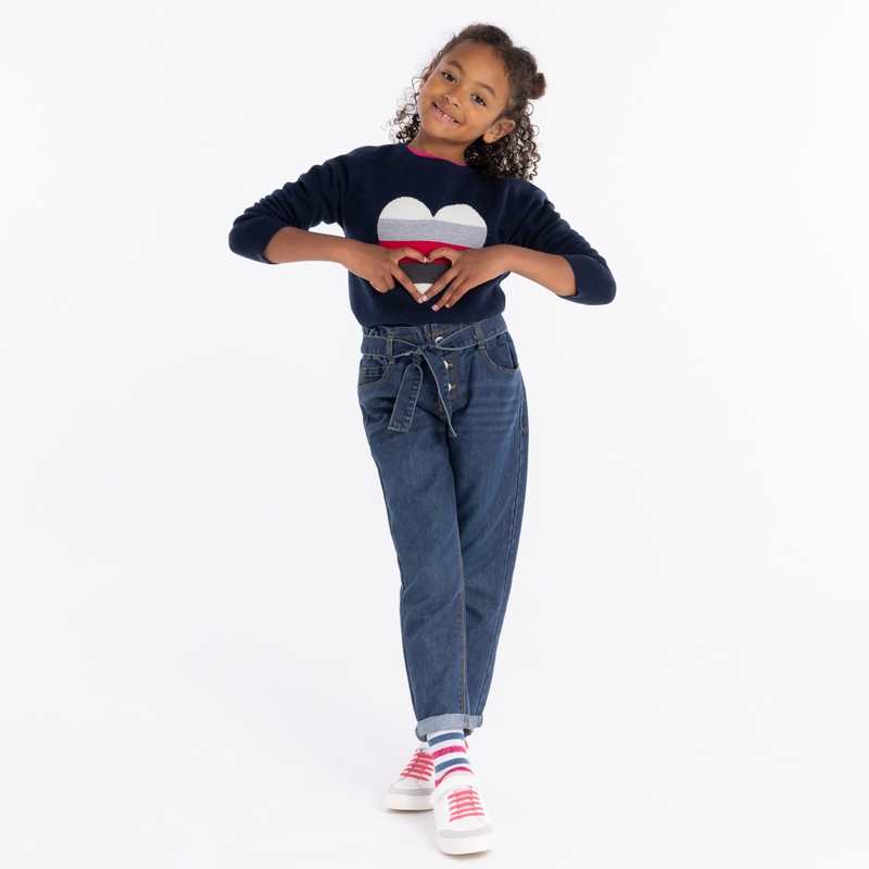 Pull motif cœur gris Fille