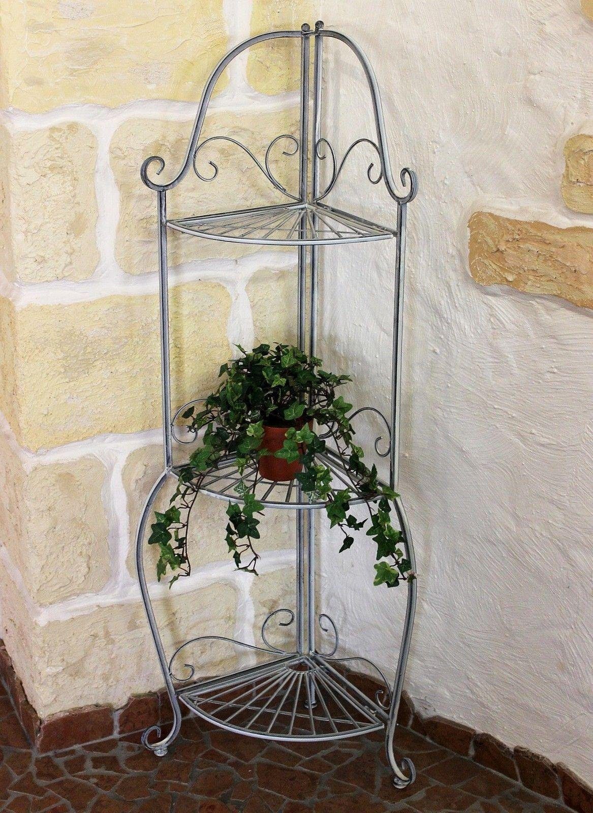 DanDiBo Eckregal Eckregal Romance 20113 Regal aus Metall 125 cm Badregal Antik Grau Küchenregal