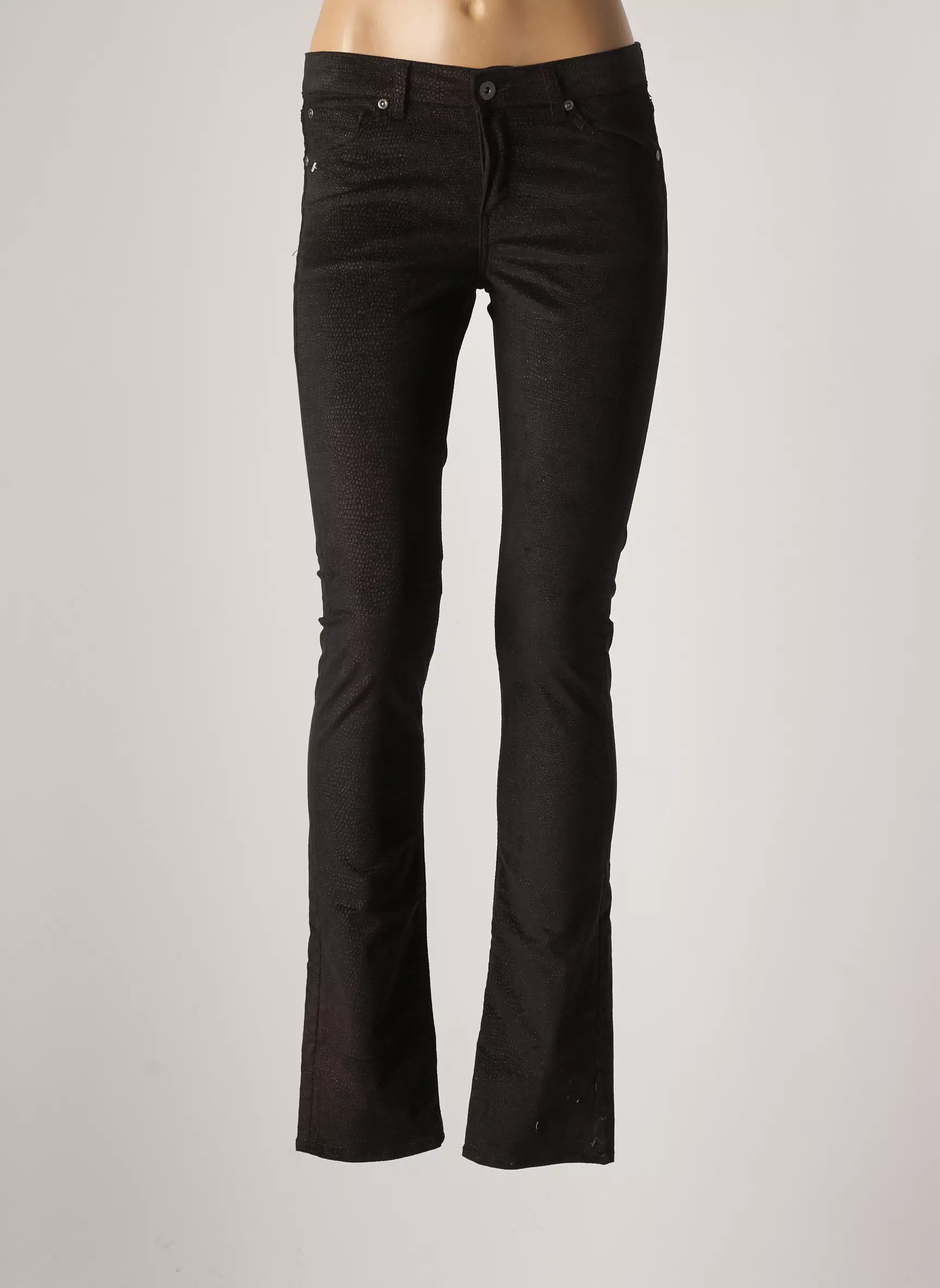 Renhsen Pantalons Slim Femme couleur noir