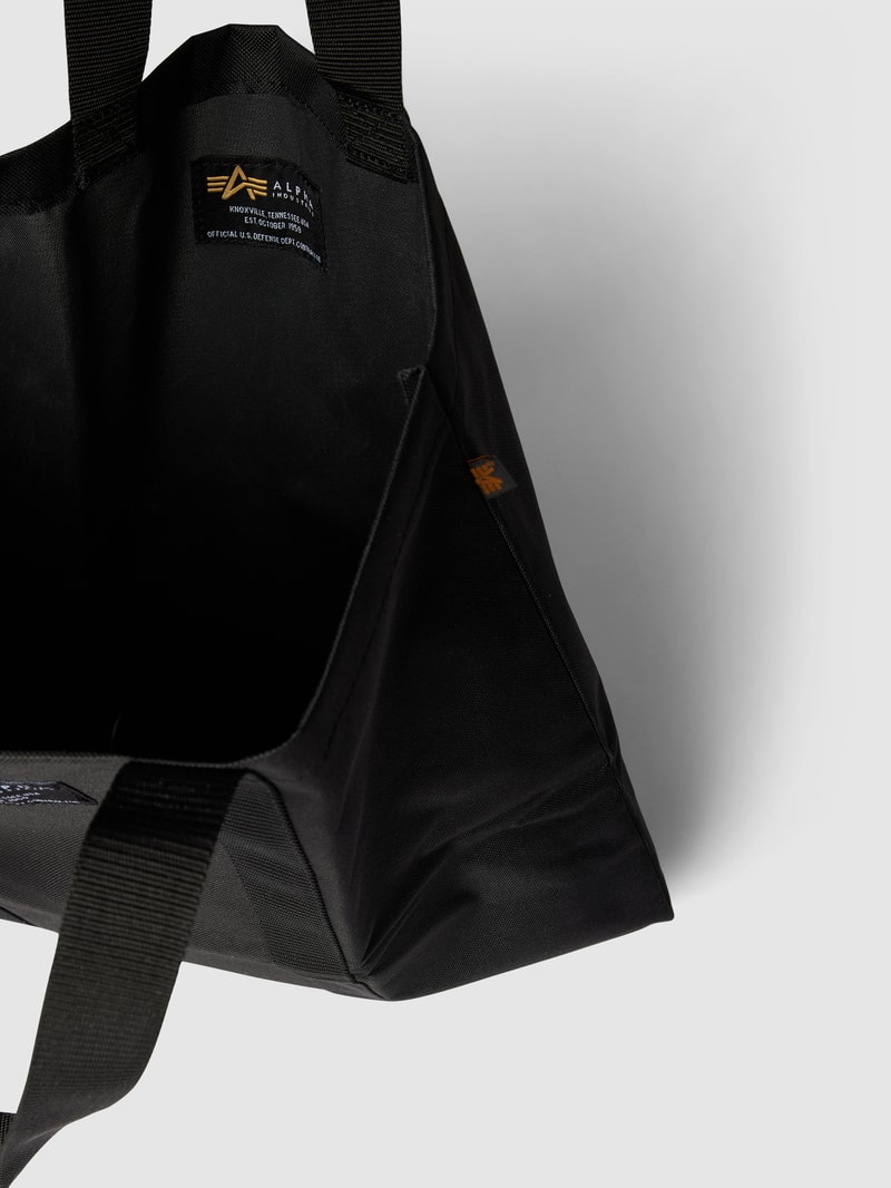 Tote Bag mit Label-Patch Modell 'LABEL SHOPPING BAG' in schwarz
