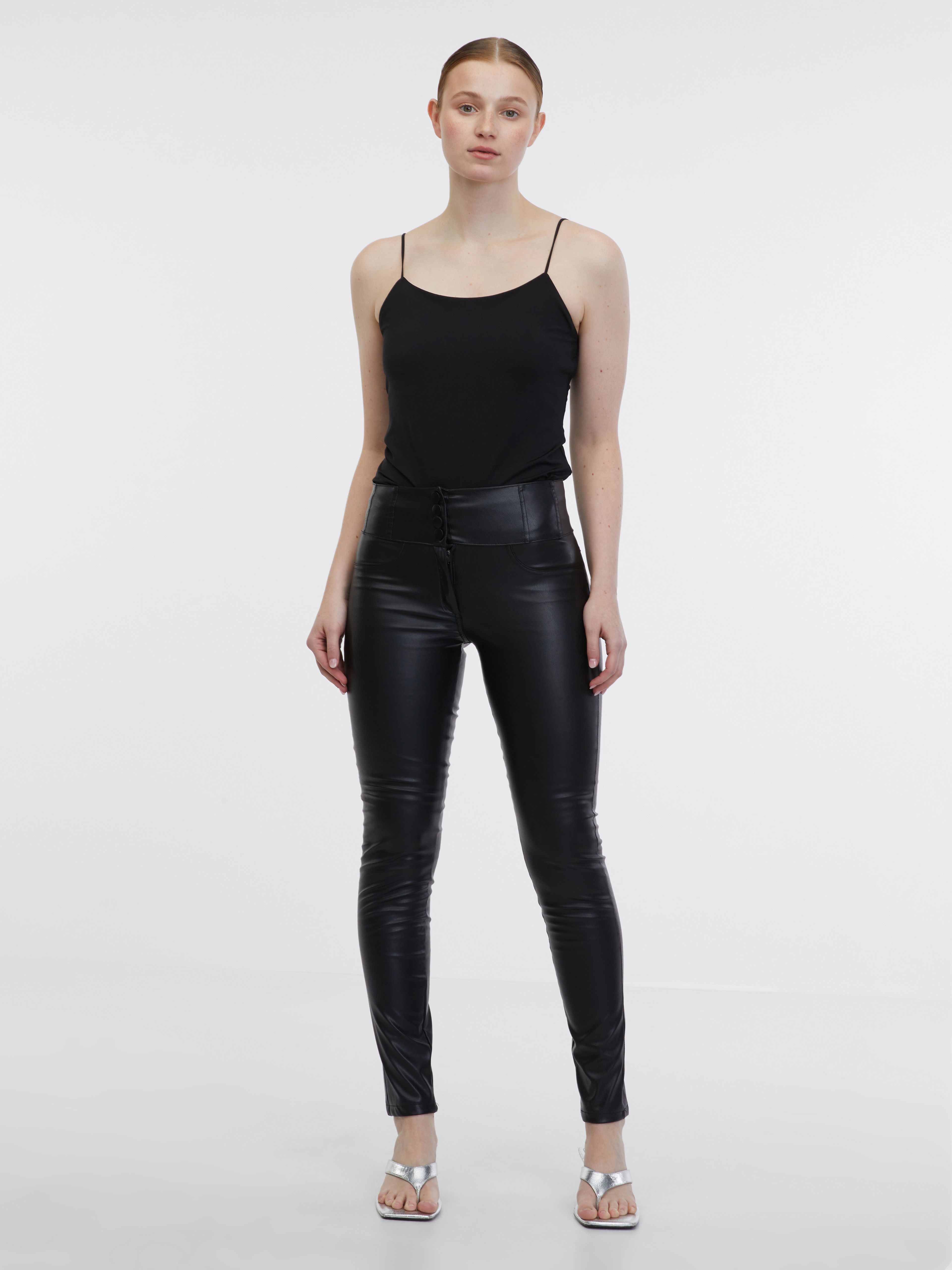 Schwarze Damen Kunstlederhose ORSAY