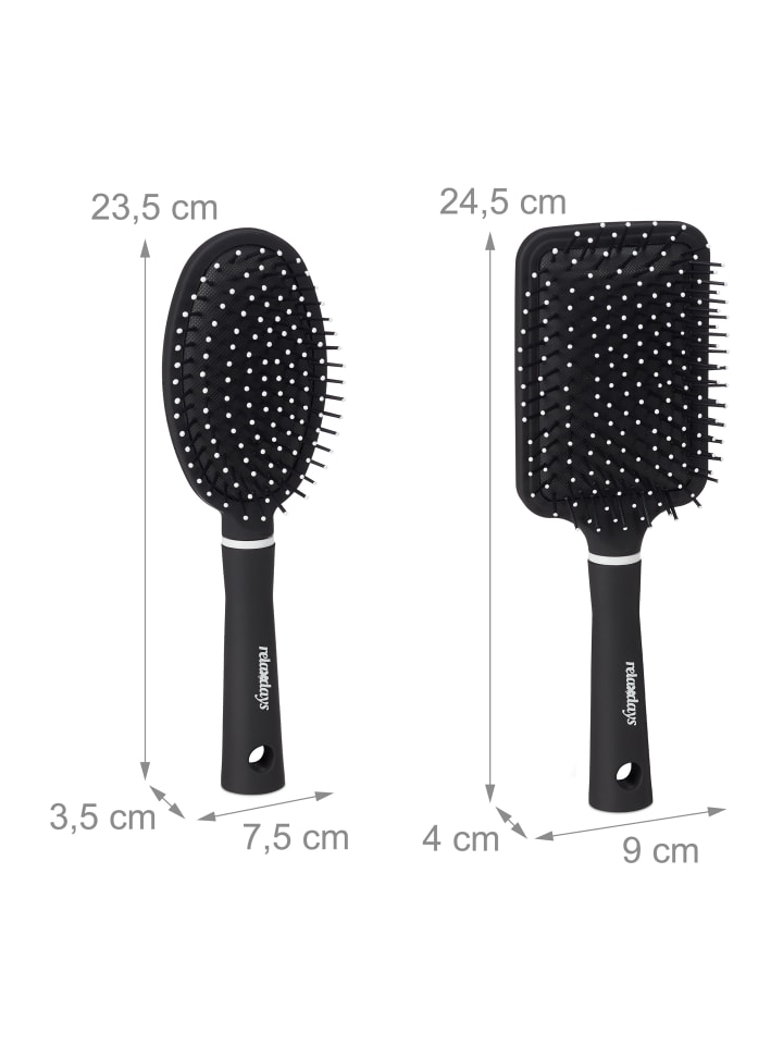 relaxdays 4x Haarbürste in Schwarz/Weiß günstig kaufen onesize