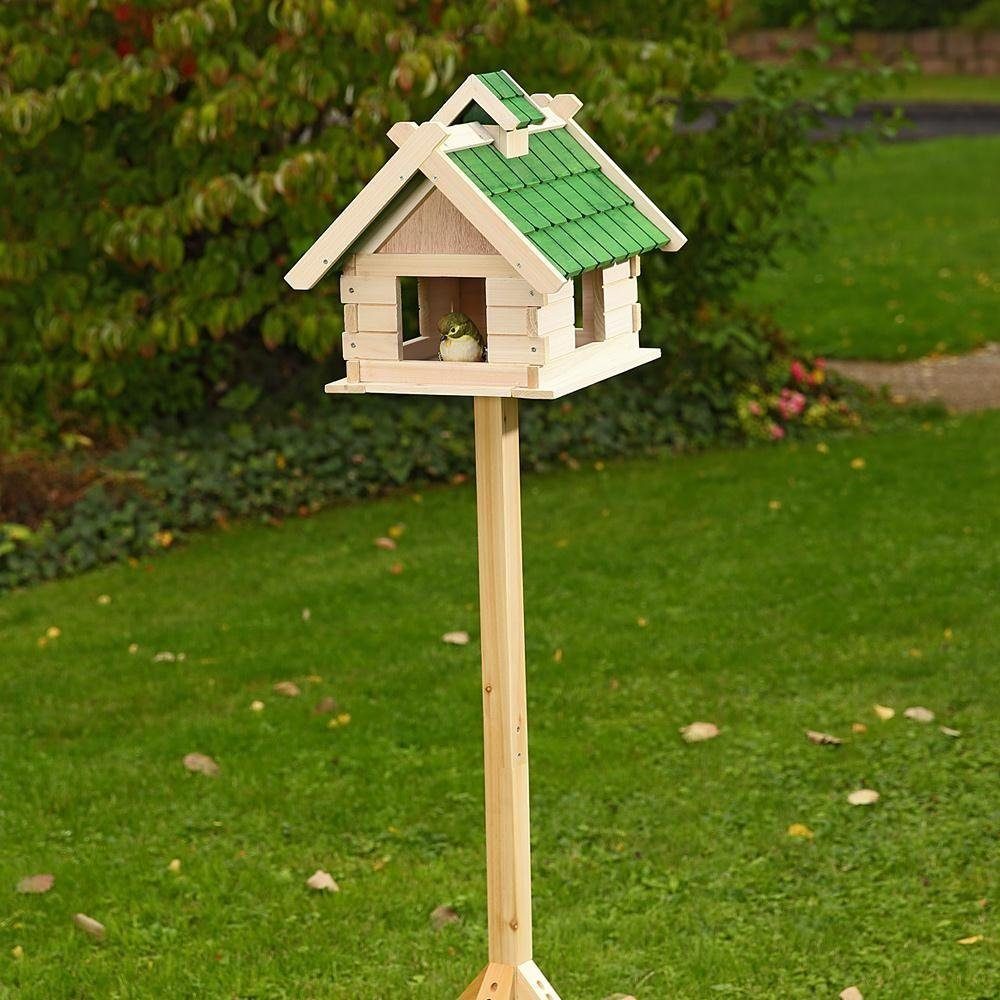 Melko Vogelhaus Vogelfutterhaus Vogelhaus Vogelhäuschen 44cm aus Holz in Grün Vogelvilla, Liebevolle Handarbeit