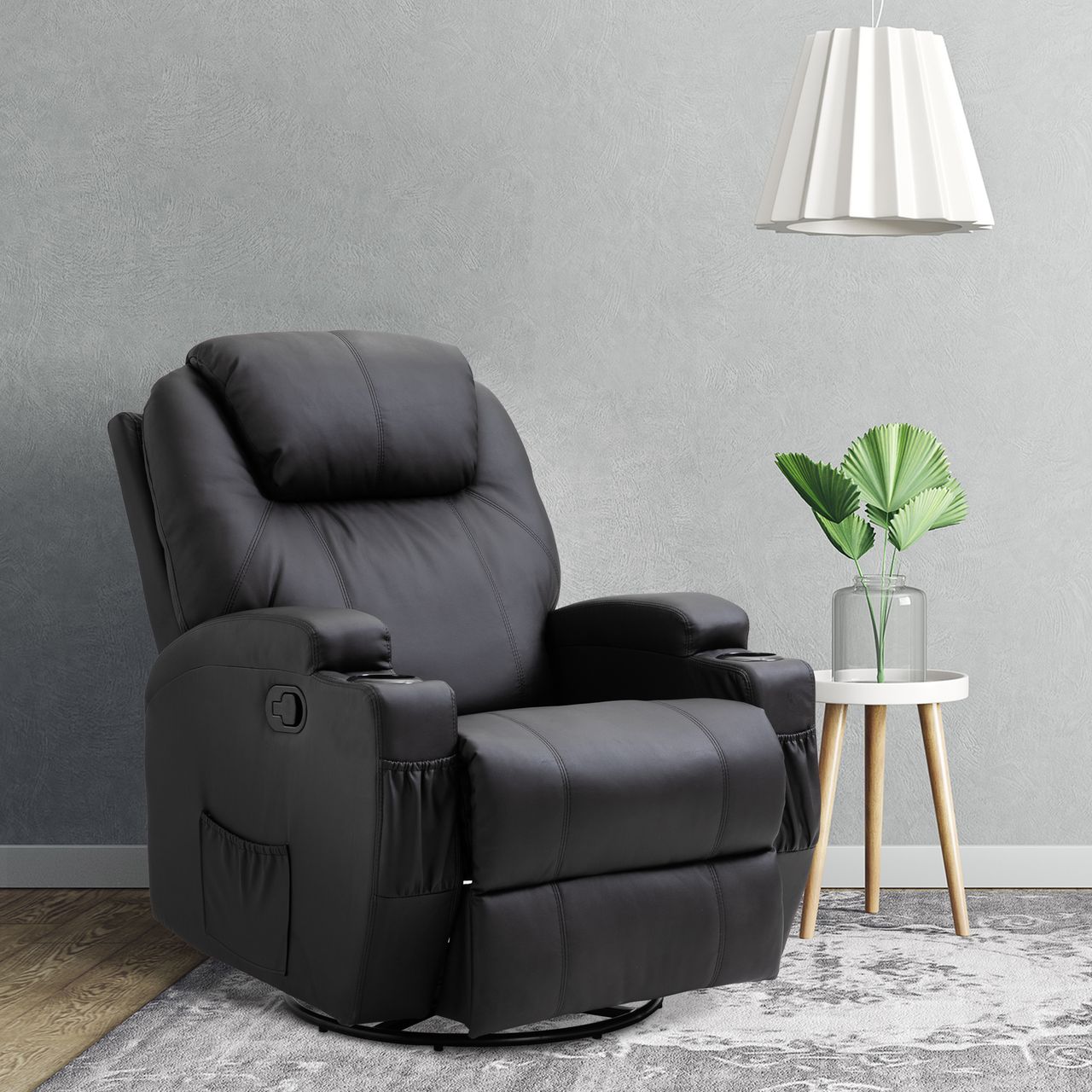 HOMCOM Massagesessel Fernsehsessel Relaxsessel Sessel 5 Massage-Modi Schwarz
