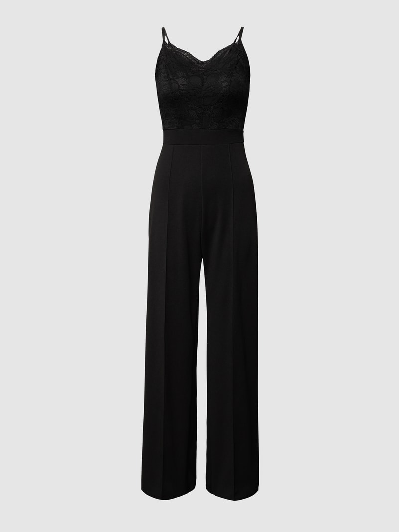 Jumpsuit mit Spitzenbesatz in schwarz