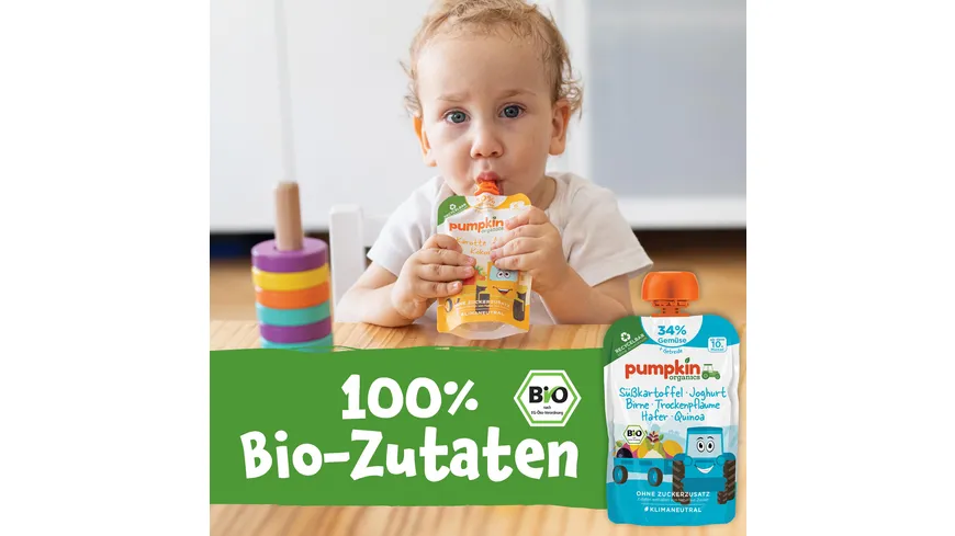 pumpkin organics Bio Quetschie Süßkartoffel, Joghurt, Trockenpflaume, Hafer 100 g