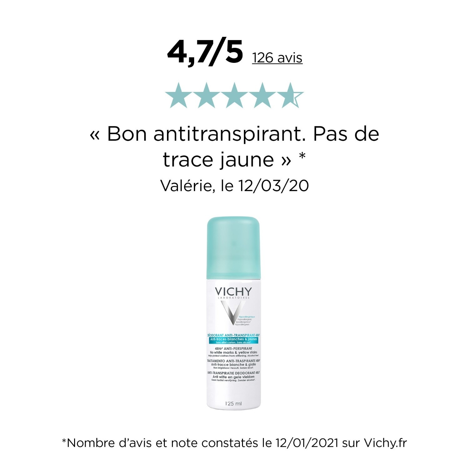 Spray antiperspirant Vichy Lot*2, anti-pete